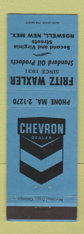 Matchbook Cover - Chevron oil gas Fritz Waxler Roswell NM