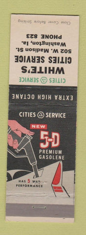 Matchbook Cover - Cities oil gas White's Washington IA