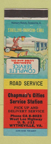 Matchbook Cover - Chapman's Cities oil gas Wytheville VA