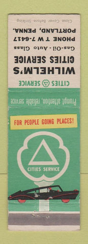 Matchbook Cover - Cities oil gas Wilhelm's Portland PA