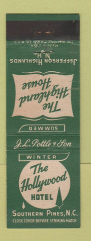 Matchbook Cover - Highland House Jefferson Highlands NH Hotel Southern Pines NC