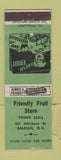 Matchbook Cover - Friendly Fruit Store Raleigh NC