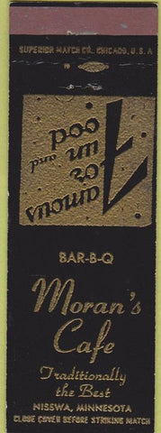 Matchbook Cover - Moran's Cafe Nisswa MN bbq