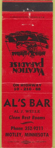 Matchbook Cover - Al's Bar Motley MN