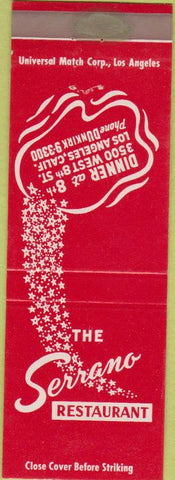 Matchbook Cover - Serrano Restaurant Los Angeles CA