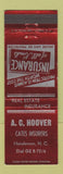 Matchbook Cover - AC Hoovers Cates Insurance Henderson NC