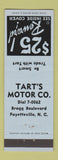 Matchbook Cover - Tart's Motors Fayetteville NC auto cars