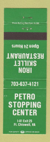 Matchbook Cover - Petro Shopping Center Iron Skillet Fort Chiswell VA WEAR