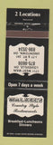 Matchbook Cover - Walker's Restaurants Louisville OH Uniontown