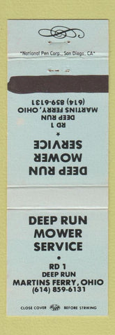 Matchbook Cover - Deep Run Lawn Mower Service Martins Ferry OH