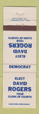 Matchbook Cover - David Rogers Clerk of Courts Election