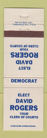Matchbook Cover - David Rogers Clerk of Courts Election