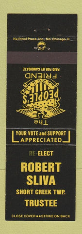 Matchbook Cover - Dobert Sliva Short Creek Township Trustee OH election