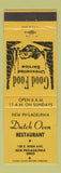 Matchbook Cover - Dutch Oven Restaurant New Philadelphia OH