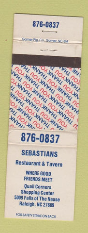 Matchbook Cover - Sebastians Restaurant Tavern Raleigh NC