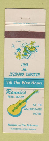 Matchbook Cover - Ronnie's Rebel Room Anchorage Hotel Nassau Bahamas