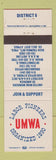 Matchbook Cover - UMWA Labor Union Mine Workers Washington DC