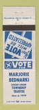 Matchbook Cover Marjorie Bednarki Trustee Election Short Creek Township OH 1979