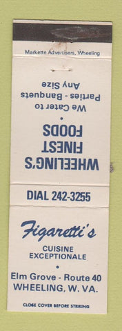 Matchbook Cover - Figaretti's Restaurant Wheeling WV WHITE