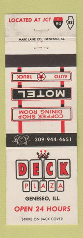 Matchbook Cover - Deck Plaza Motel Restaurant Genesseo IL