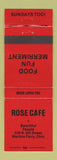 Matchbook Cover - Rose Cafe Martins Ferry OH