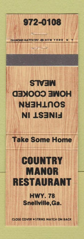 Matchbook Cover - County Manor Restaurant Snellville GA
