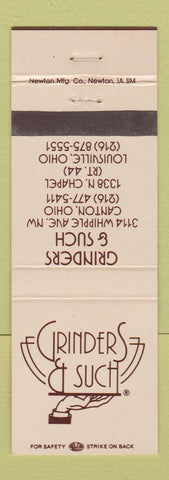 Matchbook Cover - Grinders and Such Restaurant Canton Louisville OH