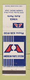 Matchbook Cover - American Auto Parts Vince Garden Grove CA WEAR