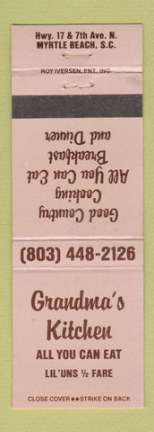 Matchbook Cover - Grandma's Kitchen Myrtle Beach SC