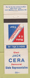 Matchbook Cover - Jack Cera State Rep Election Bellaire OH