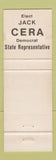 Matchbook Cover - Jack Cera State Rep Election Bellaire OH