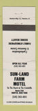 Matchbook Cover - Sun Land Farm Motel Hunter NY WEAR