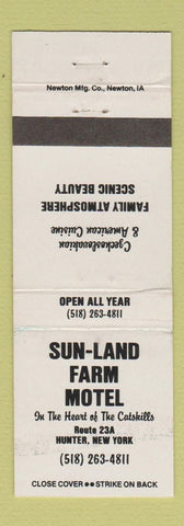 Matchbook Cover - Sun Land Farm Motel Hunter NY WEAR