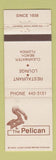 Matchbook Cover - Pelican Restaurant Clearwater Beach FL