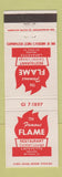 Matchbook Cover - Flame Restaurant Lafayette IN