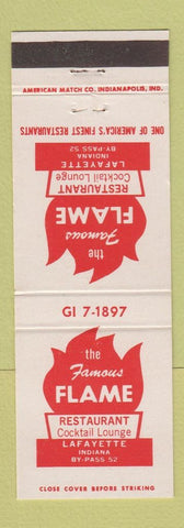 Matchbook Cover - Flame Restaurant Lafayette IN
