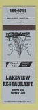 Matchbook Cover - Lakeview Restaurant Tappan Lake OH