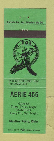 Matchbook Cover - Eagles Club Martins Ferry OH GREEN