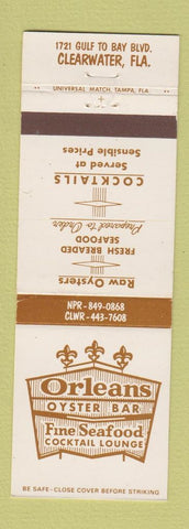 Matchbook Cover - Orleans Oyster Bar Seafood Clearwater FL
