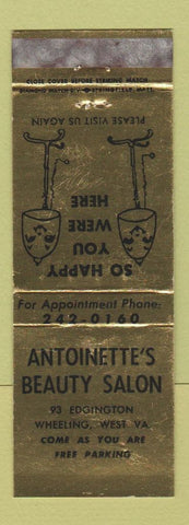 Matchbook Cover - Antoinette's Beauty Salon Wheeling WV WEAR