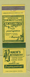 Matchbook Cover - Baker's Restaurant Norwich OH