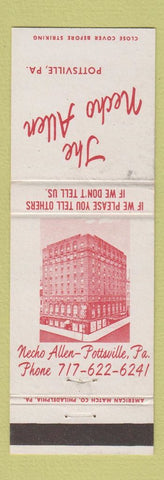 Matchbook Cover - Necho Allen Hotel Pottsville PA WEAR