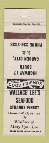Matchbook Cover - Wallace' Lee's Seafood Restaurant Garden City SC WEAR