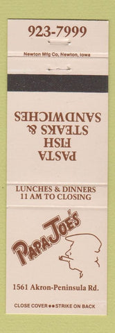Matchbook Cover - Papa Joe's Restaurant Cuyahoga Falls OH