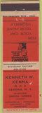 Matchbook Cover - Kenneth Kenna Insurance Verona NY