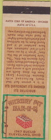 Matchbook Cover - Hickory Pit Bar B Q bbq Cleveland OH