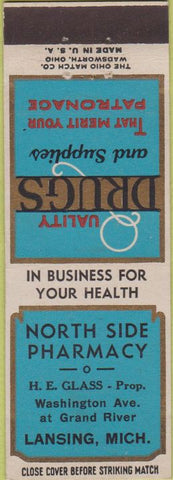 Matchbook Cover - North Side Pharmacy Lansing MI