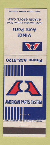 Matchbook Cover - American Auto Parts Vince Garden Grove CA