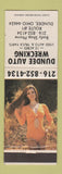 Matchbook Cover - Dundee Auto Wrecking OH pinup