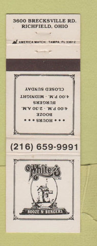 Matchbook Cover - Whitey's Booze n Burgers Richfield OH